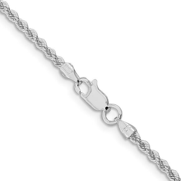 2.25mm Rhodium Plated Sterling Silver Solid Rope Chain Necklace, 26 In - Picture 2 of 5